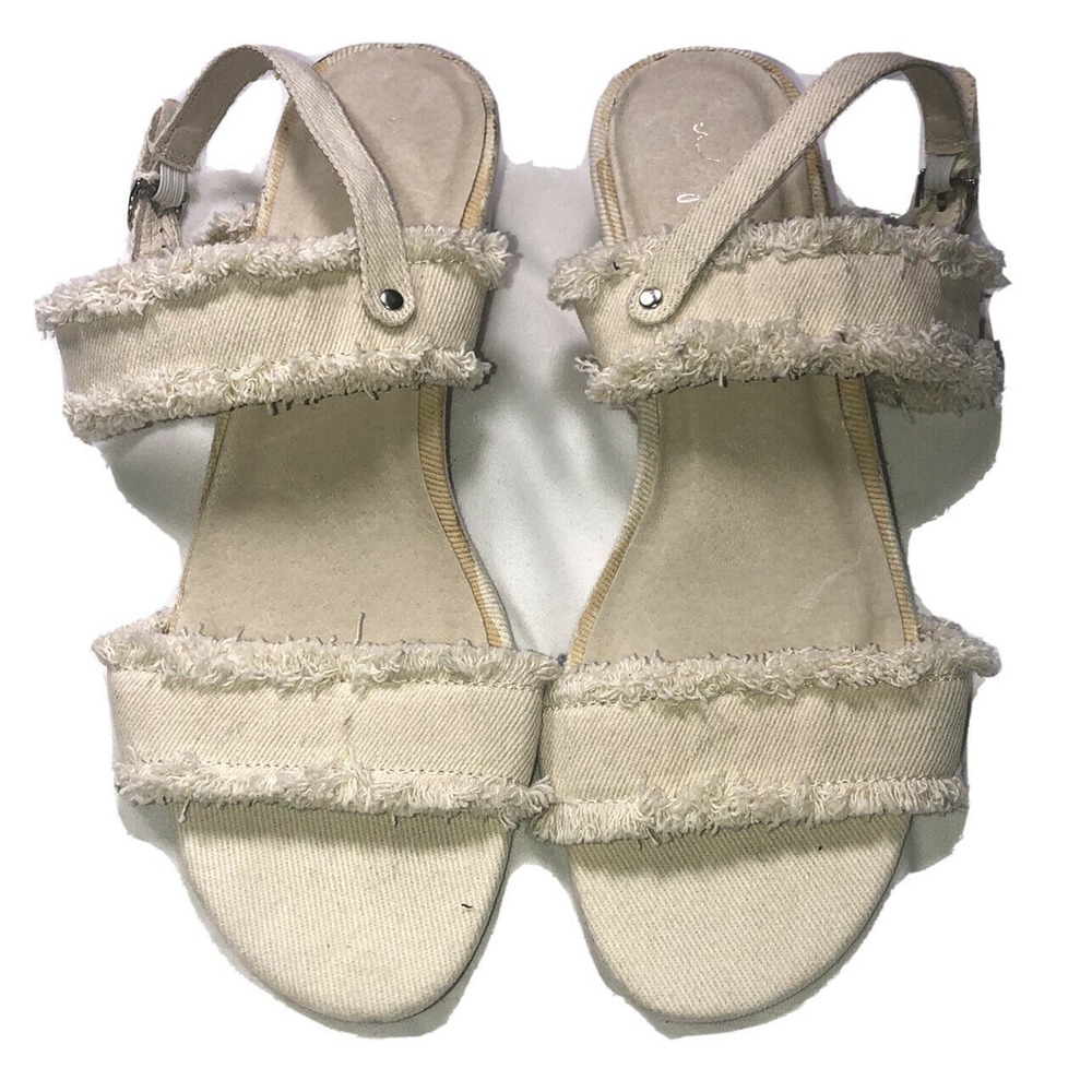 URGE‎ Anthropologie Katie Denim Frayed Sandals Size 40 | 9